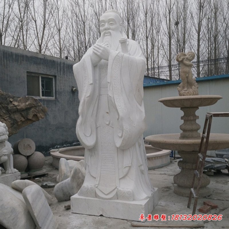 石雕孔子像，先师孔子雕塑 