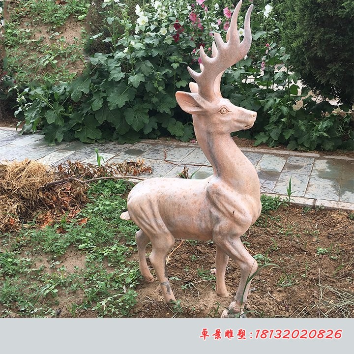 石雕鹿，公园石雕动物摆件