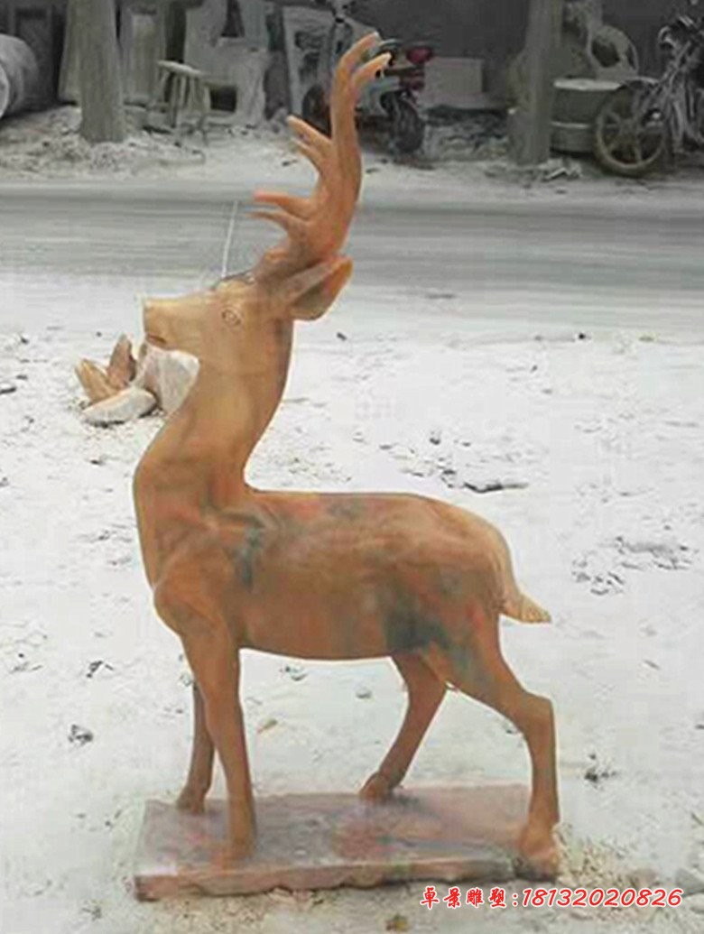 石雕鹿，公园石雕动物摆件