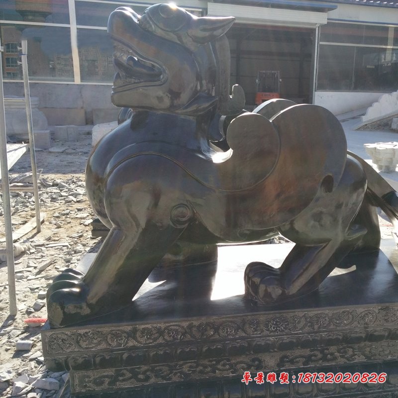 石雕貔貅，黑石神兽雕塑 (7)
