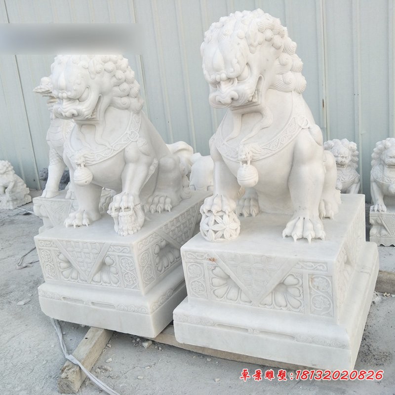 石雕狮子，汉白玉北京狮