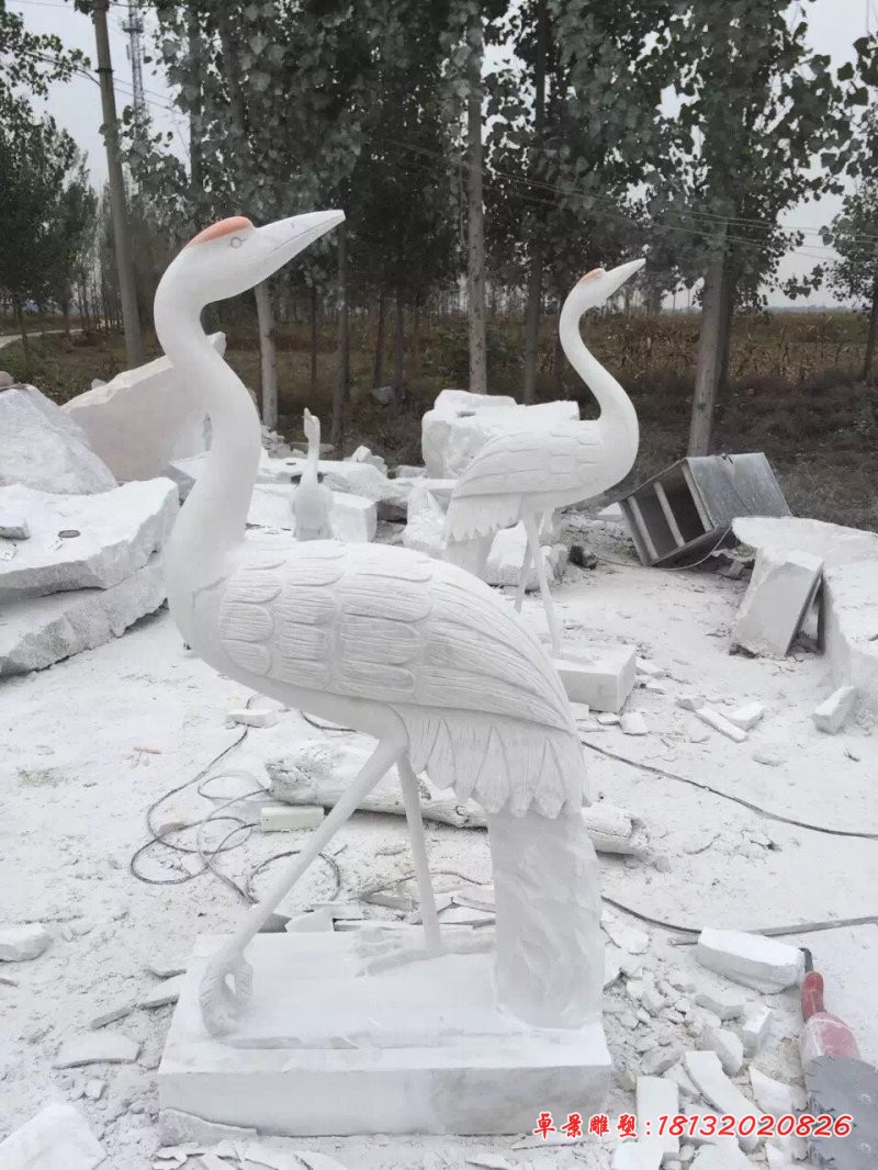 石雕仙鹤 汉白玉动物石雕 (3)