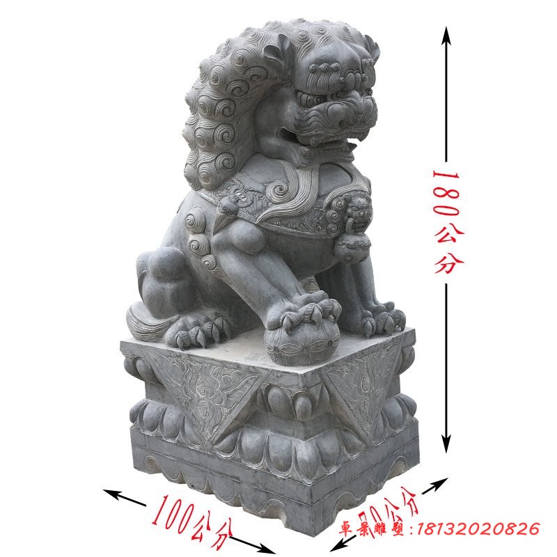 踩球故宫狮子石雕 青石门口狮子