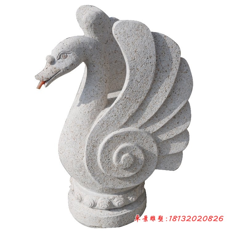 抽象喷水天鹅石雕 公园石雕天鹅