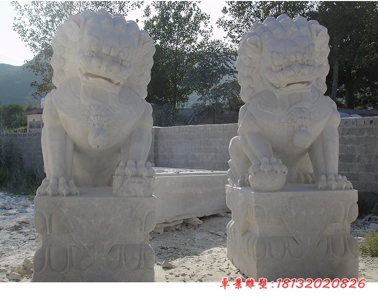 大理石北京狮 门口踩球石狮子
