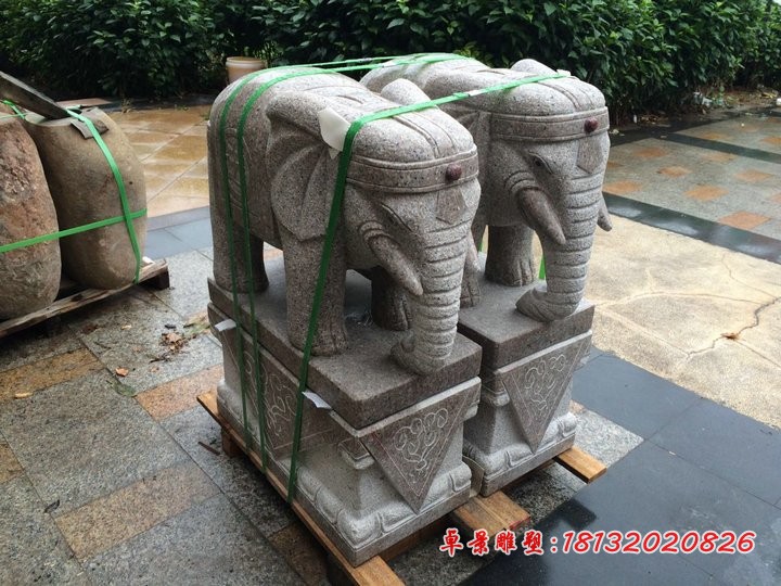 大理石进宝大象石雕 门口招财大象石雕 