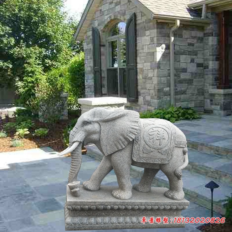 大理石吉祥大象雕塑 门口石雕大象