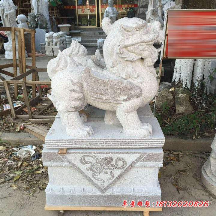 大理石貔貅雕塑 门口镇宅立式貔貅石雕