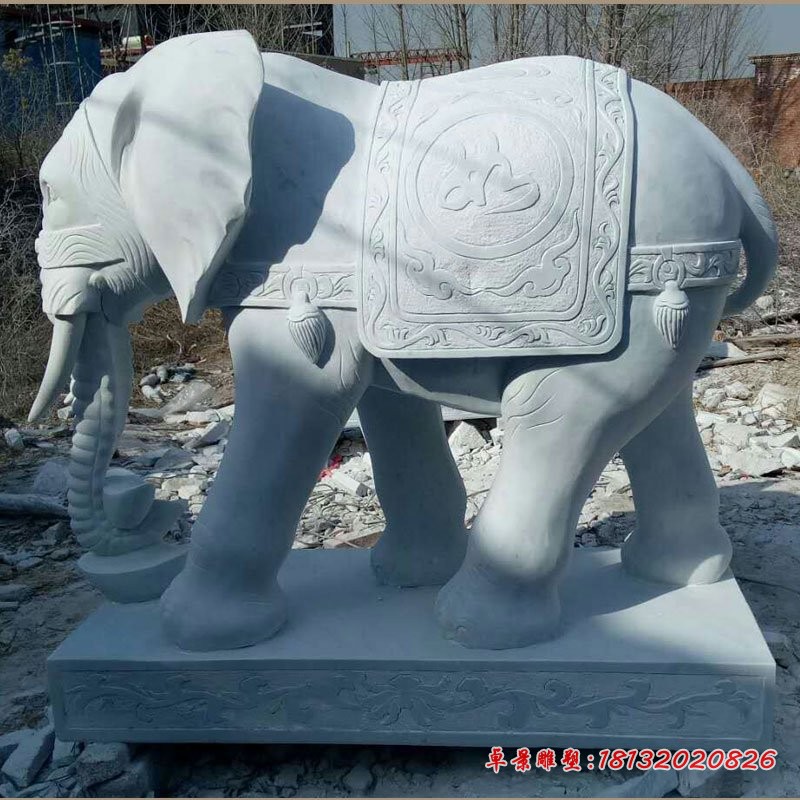 大理石如意象，门口镇宅大象石雕