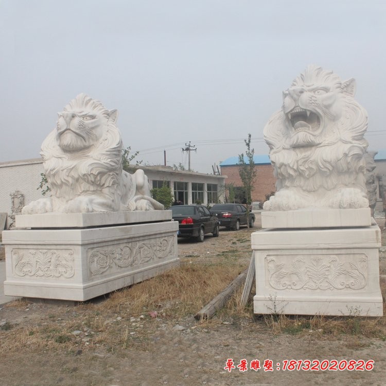 大理石西洋狮子雕塑 酒店门口欧式石狮子
