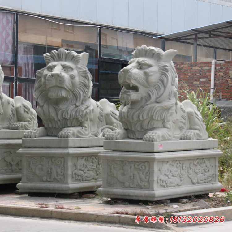大理石西洋狮子雕塑 酒店门口欧式石狮子