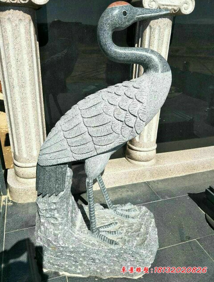 大理石仙鹤雕塑 公园动物石雕