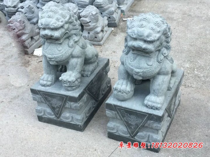 大理石小型狮子雕塑  踩球石狮子