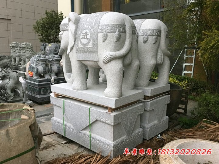 大理石招财进宝大象 门口石雕大象