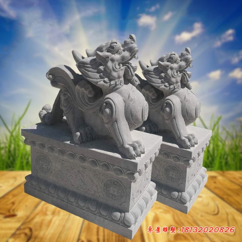 大理石招财貔貅雕塑，门口镇宅石雕貔貅