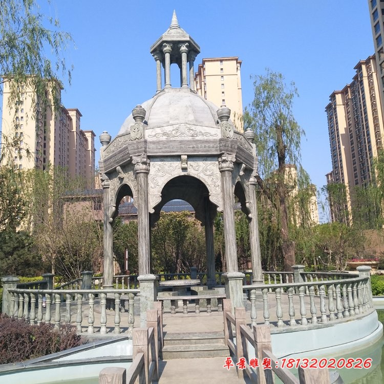 仿古欧式凉亭石雕，小区石雕凉亭