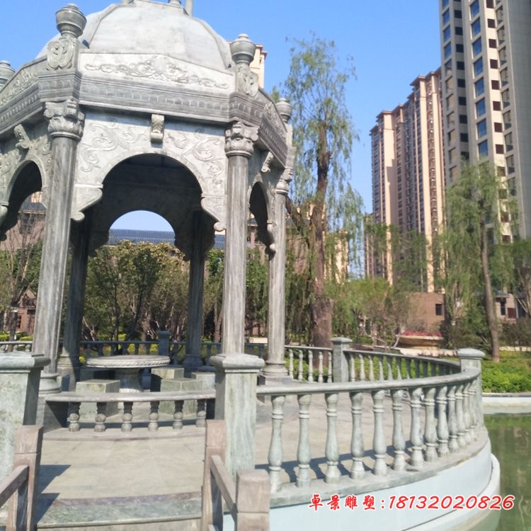 仿古欧式凉亭石雕，小区石雕凉亭 