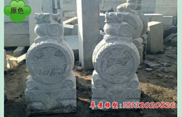仿古貔貅门墩，大理石抱鼓石