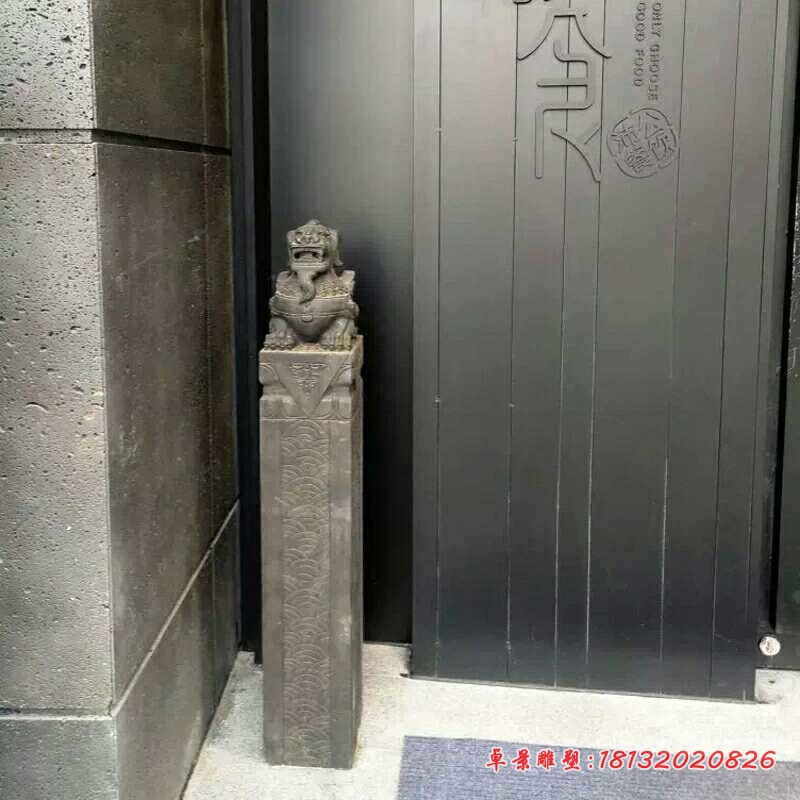 仿古貔貅拴马柱 庭院拴马柱石雕