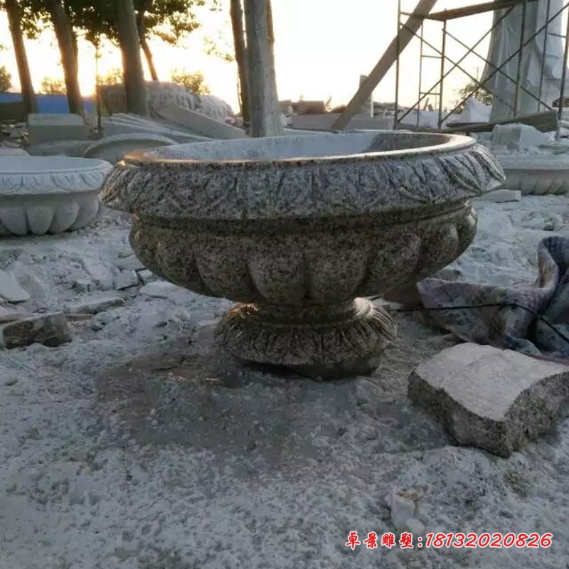 公园花岗岩花盆雕塑，景观石雕 