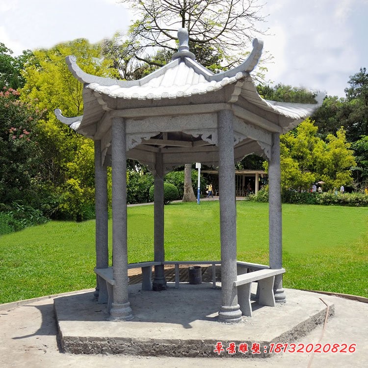 公园六角凉亭石雕 园林景观石雕 