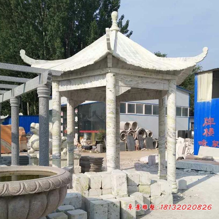 公园六角凉亭石雕 园林景观石雕