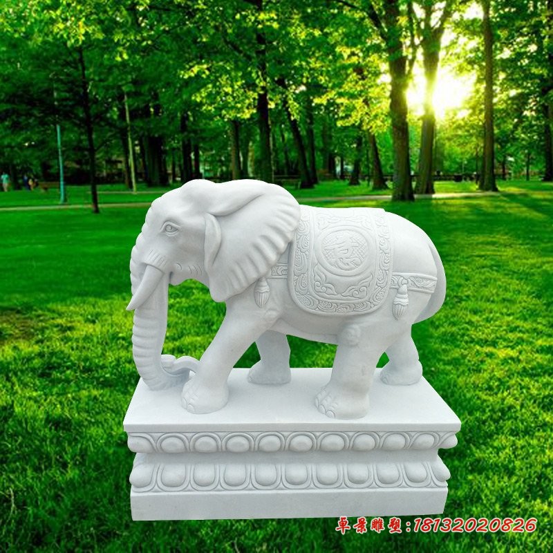 汉白玉大象雕塑，石雕吉祥如意大象 (5)