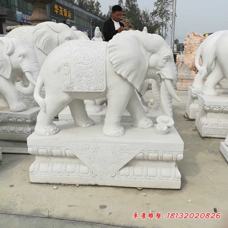 汉白玉大象雕塑，石雕吉祥如意大象 (6)