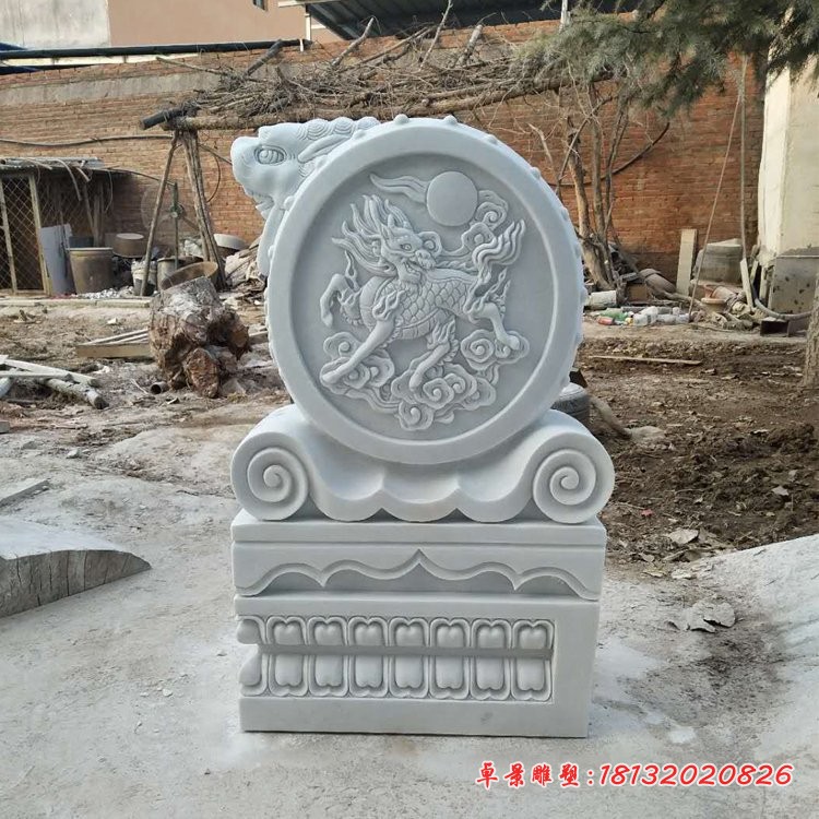 汉白玉古代神兽门墩 门口抱鼓石