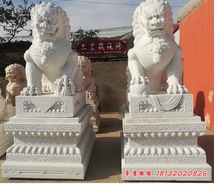 汉白玉故宫狮子，门口看门狮子石雕 