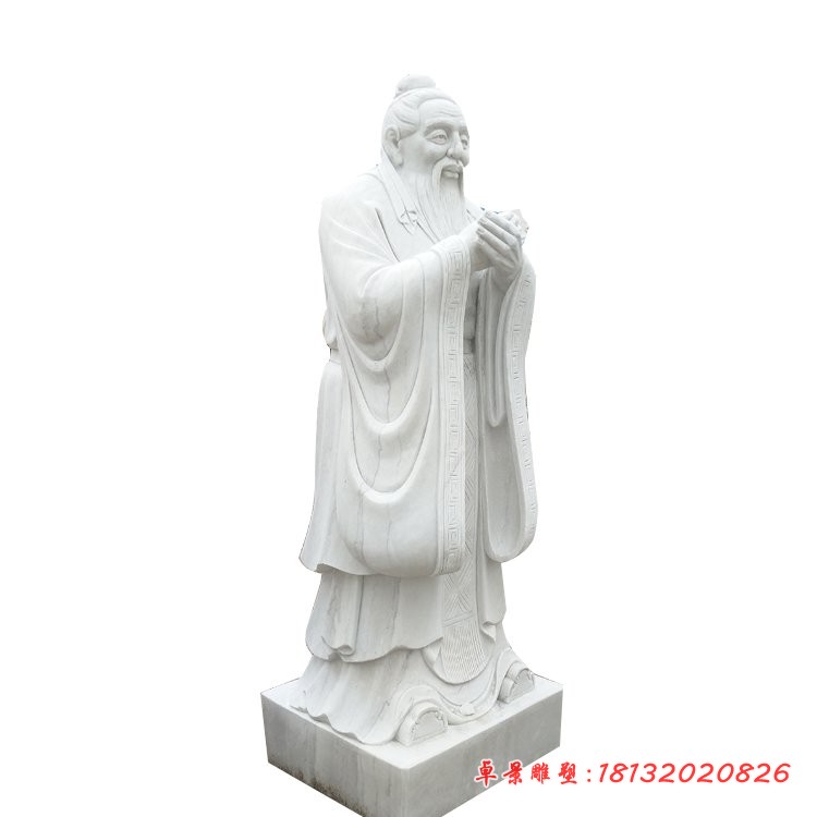 汉白玉孔子行教像 学校古代人物石雕