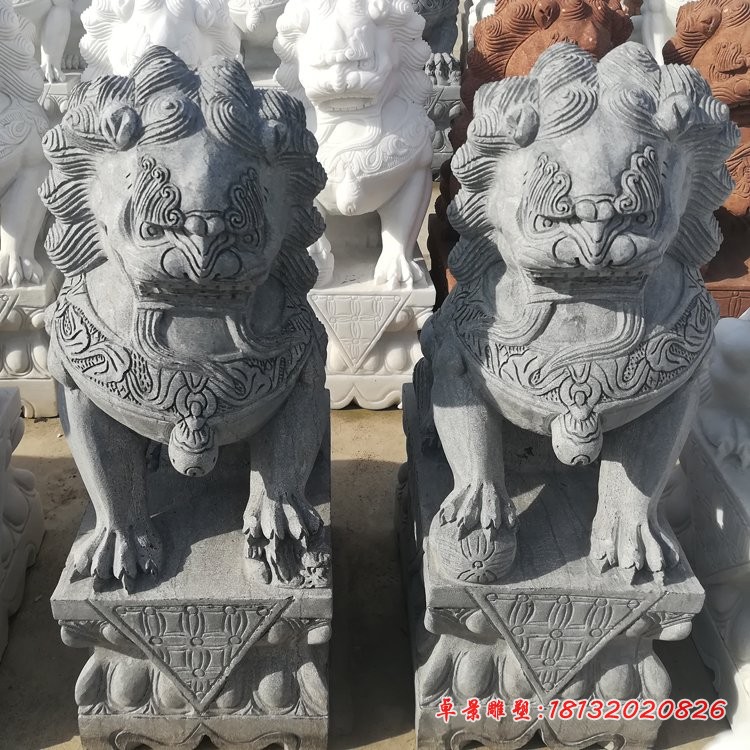 青石北京狮，门口镇宅狮子石雕