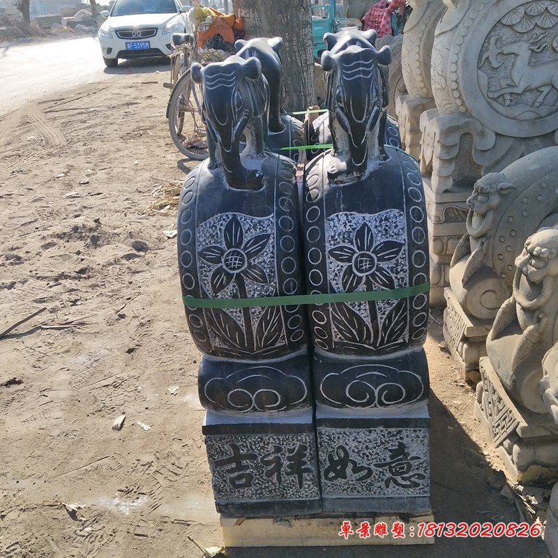 青石门口抱鼓石 吉祥如意大象门墩石雕