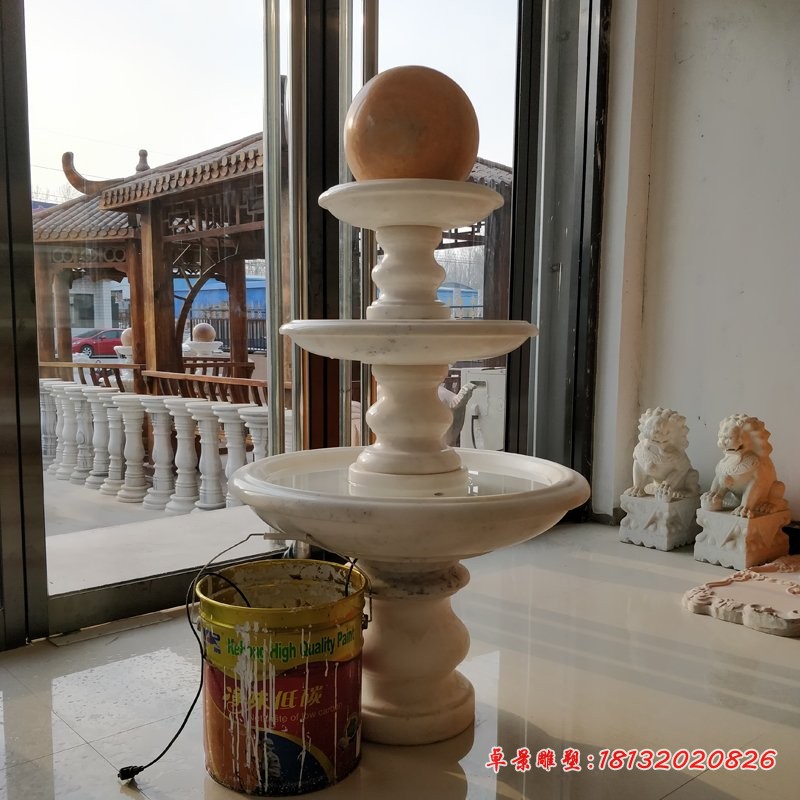 三层风水球石雕，别墅小型风水球