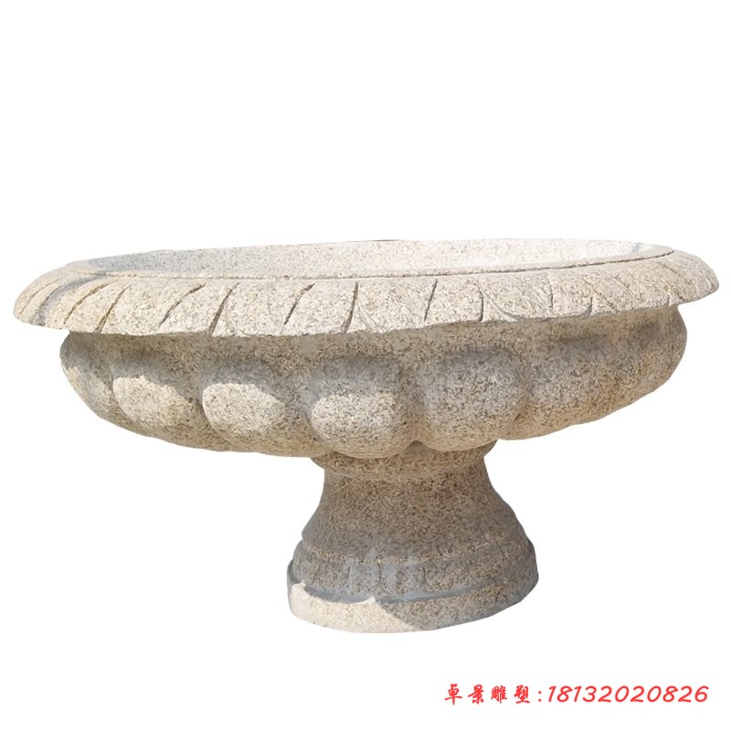 石雕花盆 公园花岗岩花盆石雕 