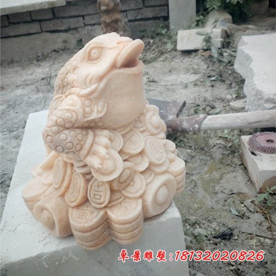 晚霞红吉祥如意金蟾，招财金蟾石雕