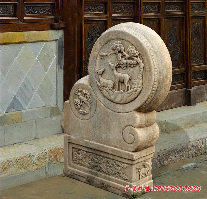 抱鼓石雕塑，门口石门墩