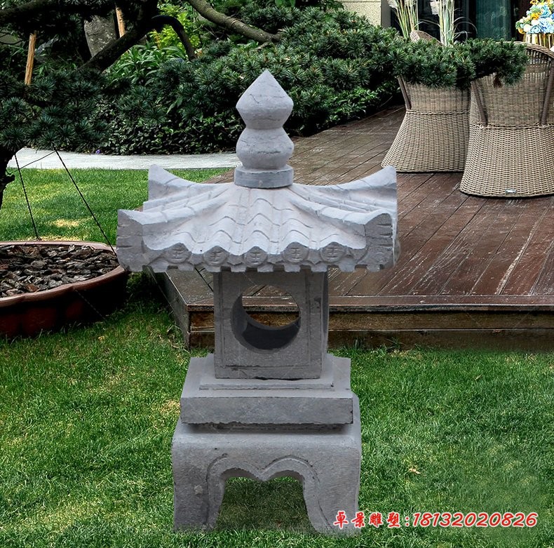 茶楼景观石雕，石灯雕塑