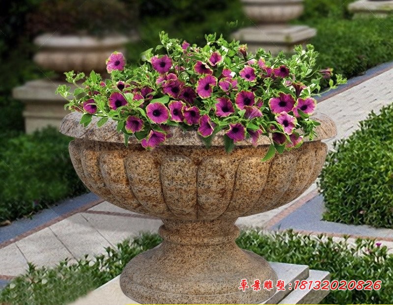 大理石花盆，石雕花盆
