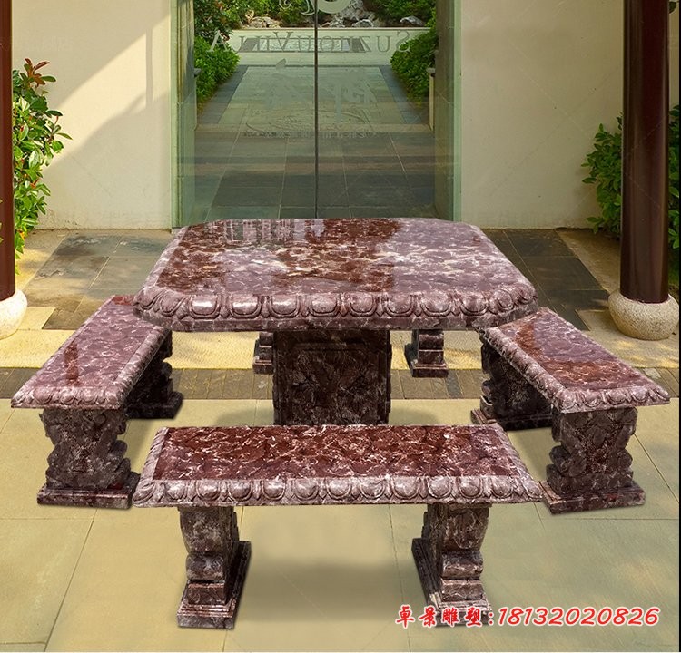 方形石桌椅，庭院景观石雕
