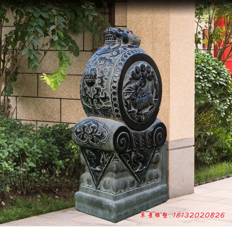 仿古抱鼓石，公园景观石雕
