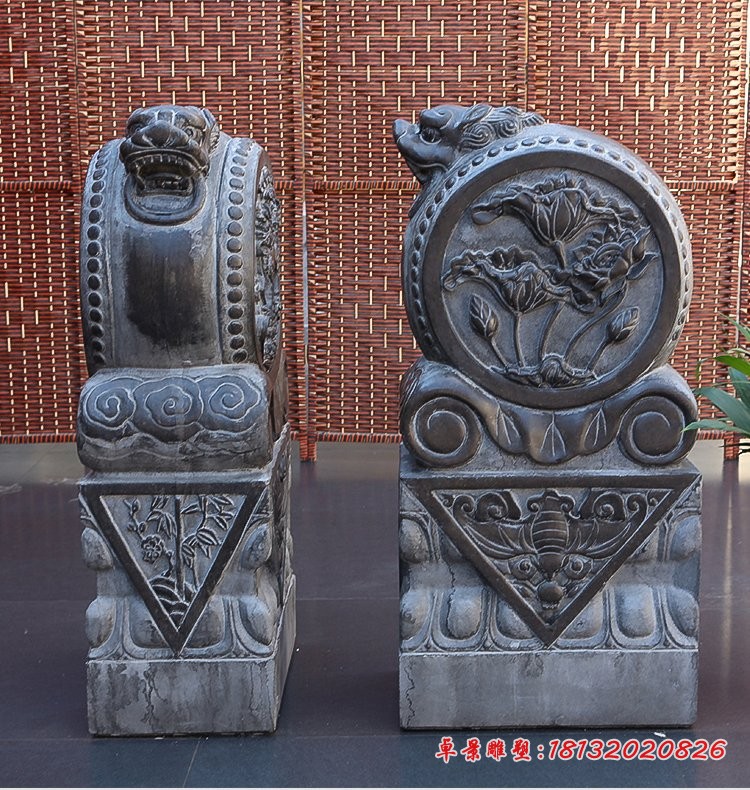 仿古抱鼓石，招财石门墩