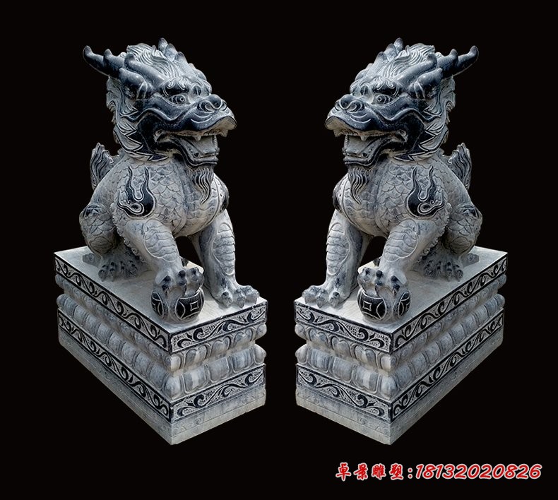 仿古麒麟石雕，踩球麒麟石雕