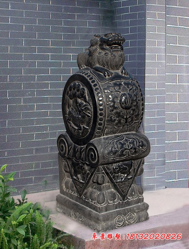 仿古石雕门墩，青石门墩