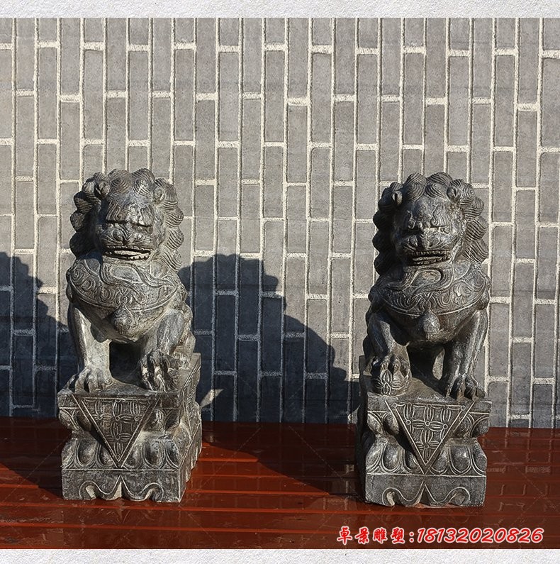 仿古石狮子，寺庙景观石雕