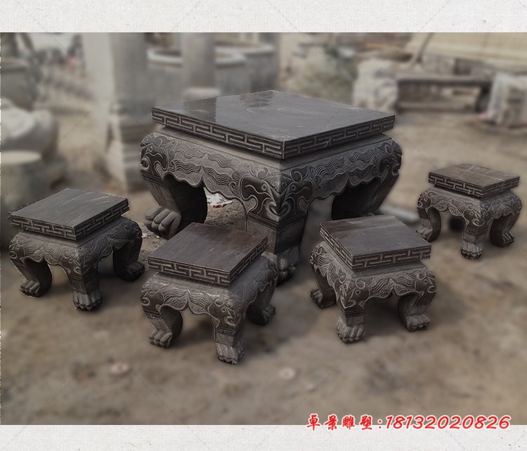 仿古石桌凳，公园景观摆件