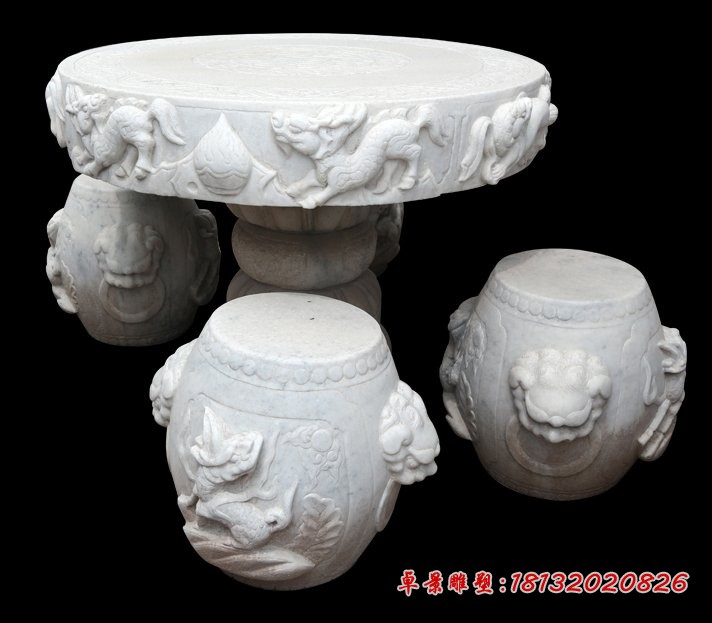 仿古石桌凳，圆形石桌凳