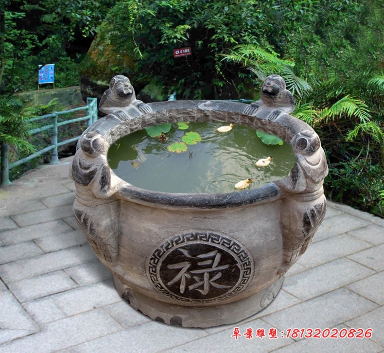 仿古鱼缸，禄字石鱼缸