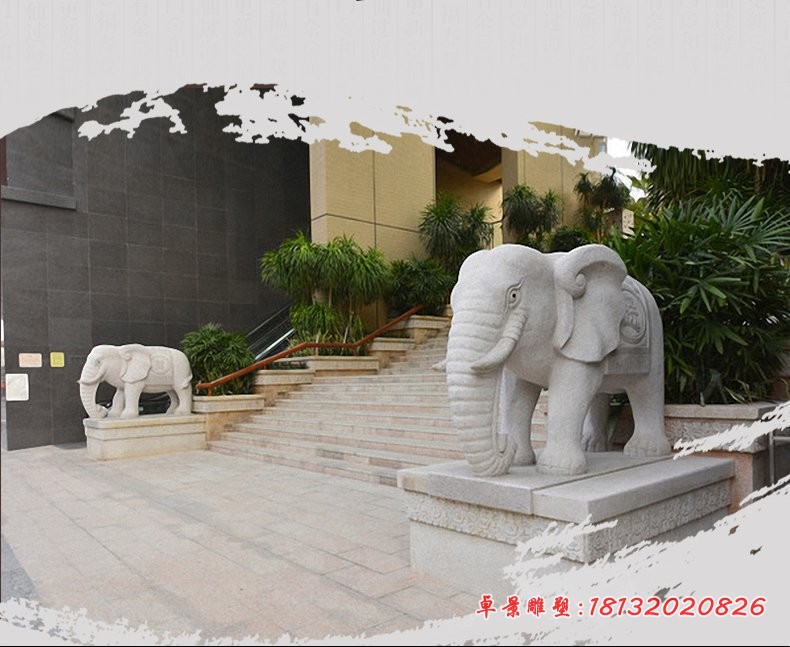 公司门口动物雕塑，石雕大象