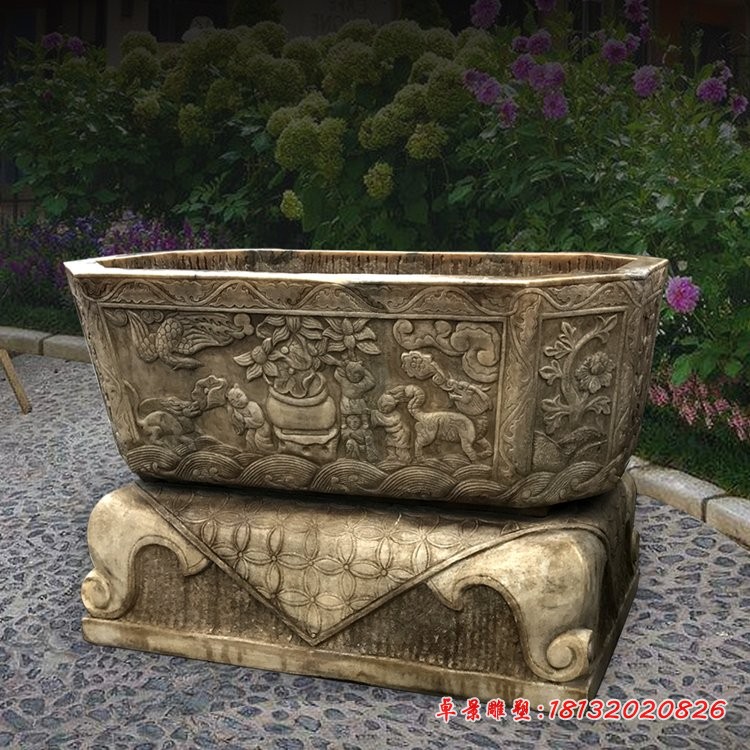 公园景观石雕，石雕水缸